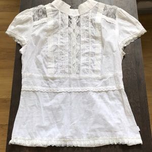 Royal Bones by Daang women’s sz s white short sleeve blouse with lace